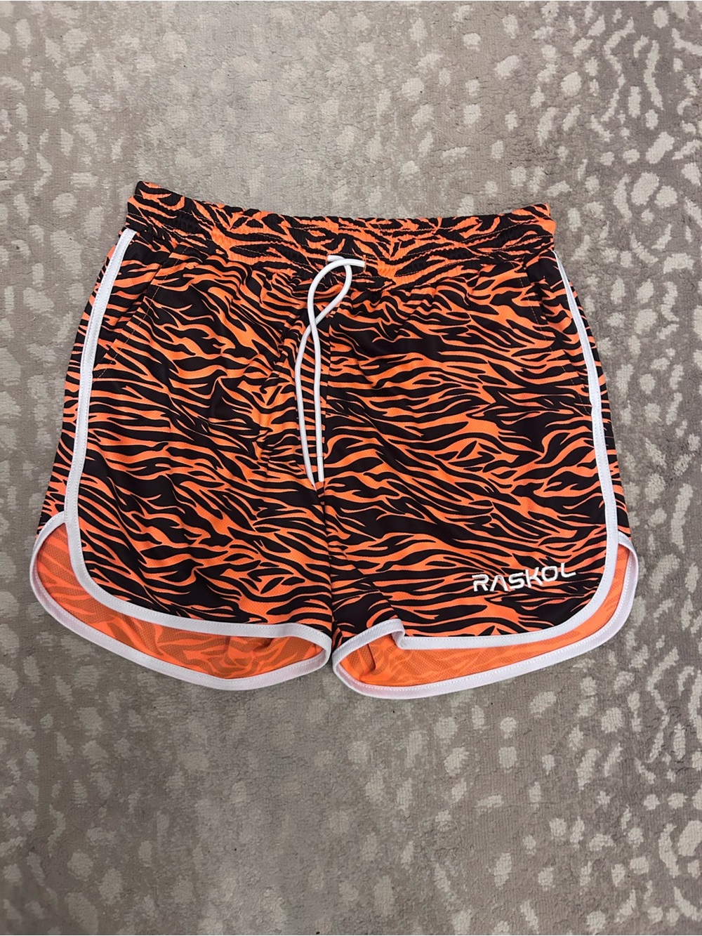 Raskol Orange & Black Men's Athletic Shorts with White Trim